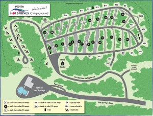 Karte der Sites auf dem Campground Takhini Hot Springs